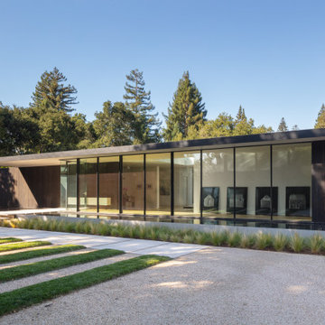 front facade with water feature