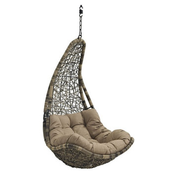 Modway Abate Patio Swing Chair in Black and Mocha