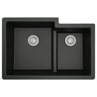 Karran 32" Undermount Large/Small Bowl Quartz Kitchen Sink, Black