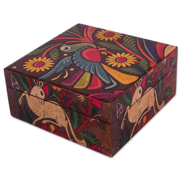 Novica Handmade Tonala Fauna Decoupage Wood Decorative Box