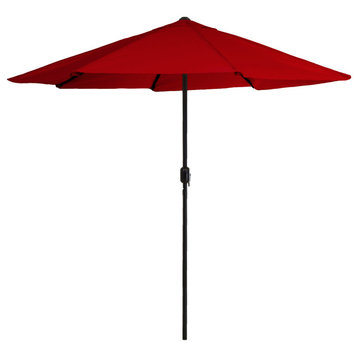 Pure Garden 9' Aluminum Patio Umbrella With Auto Crank, Red