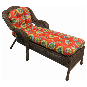 U-Shaped Outdoor Tufted Chaise Lounge Cushion, Farrington Terrace Grenadine