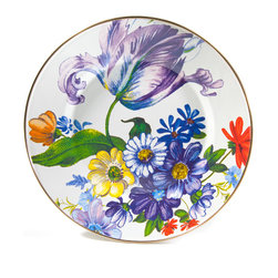 Flower Market Enamel Dinner Plate - White | MacKenzie-Childs - Dinner Plates