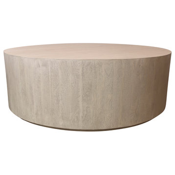 Flagstaff 48" Round Solid Wood Cocktail Table, Stone Natural Finish