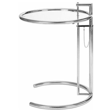 End Side Table Adjustable Height Coffee Table Glass Top