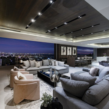 Los Tilos Hollywood Hills luxury home modern indoor outdoor open plan living roo