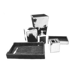 Belle & June - Black/White Hide Leather Bath Set - Bath Products
