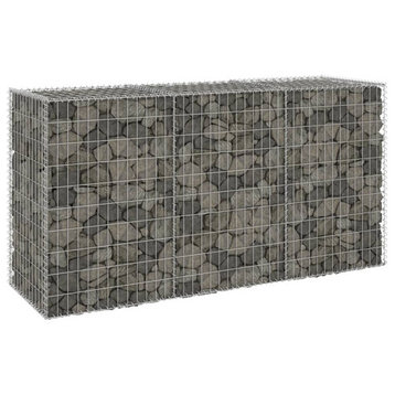 vidaXL Gabion Wall with Covers Galvanized Steel 78.7" Gabion Basket Cage Fence