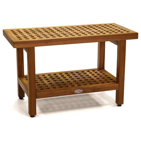 The Original 30" Grate™ Teak Shower Bench with Shelf