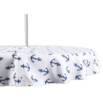 Anchors Print Outdoor Tablecloth With Zipper 60 Round