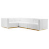 Conjure Channel Tufted Velvet 4-Piece Sectional, Gold White
