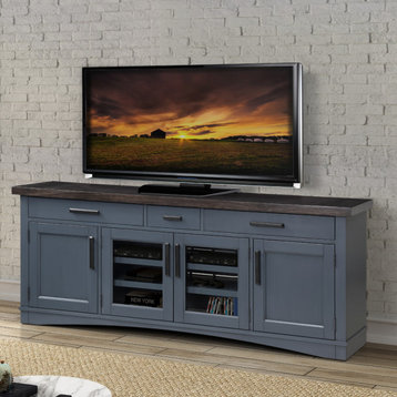 Parker House Americana Modern 76" TV Console, Denim W/ Sable Wood Top