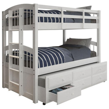 ACME Micah Twin Twin Wooden Bunk Bed with Trundle in White