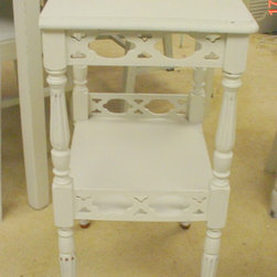 Chalkpainted Ornate End Table Two-tier - Products