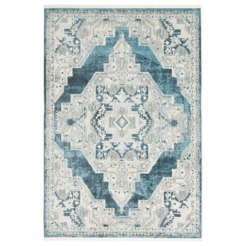 Nourison Geneva French Country Bordered Blue/Grey Area Rug