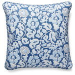 SCALAMANDRE - Maiden Floral Pillow, Denim, 22" X 22" - Featuring luxury textiles from The House of Scalamandre, this pillow was thoughtfully curated by our design team and sewn together with care in the USA. Effortlessly incorporate a piece of our rich history and signature aesthetic into your home, and shop our pre-styled pillows, made for you!