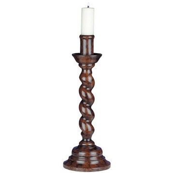 Candleholder Candlestick TRADITIONAL Lodge Rope Twist Chestnut Resin