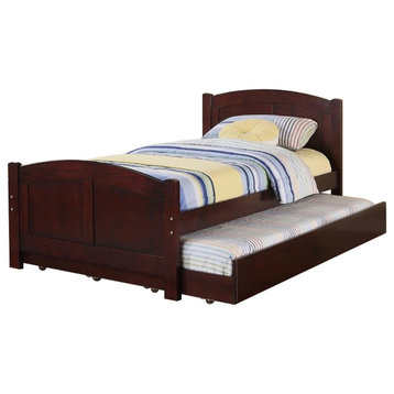 Benzara BM171670 Modern Fashionable Twin Bed With Trundle Cherry  Red