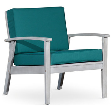 DTY Outdoor Living Longs Peak Eucalyptus Chair W/ Cushions, Silver Gray, Dark Gr