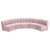Limitless Velvet Upholstered 5-Piece Modular Sectional, Pink