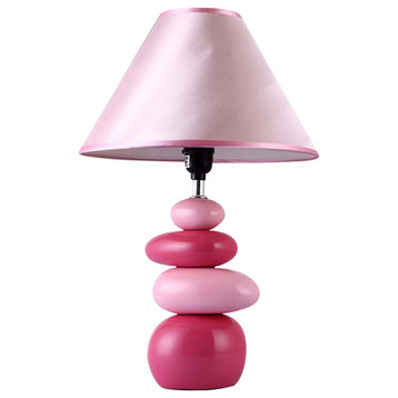 Simple Designs Shade of Pink Ceramic Stone Table Lamp