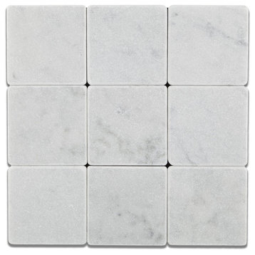 4 X 4 Carrara White Marble Tumbled Field Tile