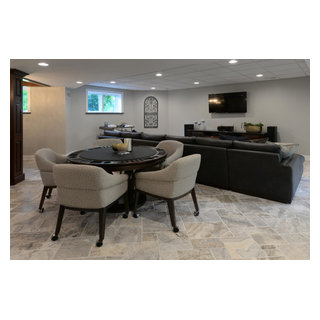 Basement Family Room with Wine Cellar and Game/TV Areas - Modern ...