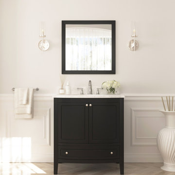 Laviva 3130709-32E-WC Estella 32 - Espresso Vanity Cabinet + White Carrara Marbl