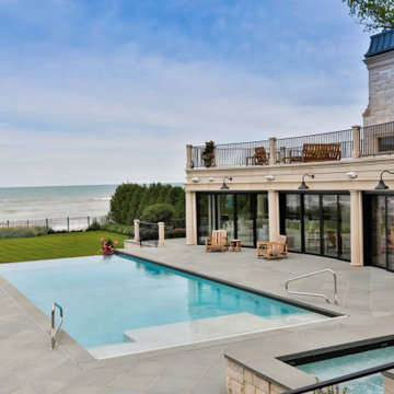 Wilmette, IL Rectilinear Swimming Pool with Separate Hot Tub