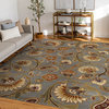 Fairfield Transitional Floral Blue Rectangle Area Rug, 8' x 10'