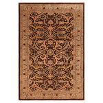 Bareens Designer Rugs - Classic Ziegler Patrick Brown Gray Hand-Knotted Wool Rug - 5'10'' x 8'8'' - Enhance the ambiance of your home with this magnificent Persian-influenced Turkish hand-knotted rug made by skilled artisans capable of creating the most exceptional vegetable dyes and hand-spun wool. This exquisite handmade rug is a one-of-a-kind Peshawar Kafkaz, otherwise identified as Chobi, Chobi Peshawar, Oushak, or Ziegler rug. These handmade rugs are crafted in Pakistan utilizing superior-quality wool imported from Australia, New Zealand, and Korea in two types of weaves: the Persian weave and the Mori weave. This rug is meticulously crafted by hand using the finest natural vegetable dyes extracted from local plants. The artisans use a blend of hand-spun local and fine merino wool, resulting in a rug with a compelling texture, higher lanolin content, and longer staple. The artisans occasionally incorporate natural or artificial silk into the pile to enhance specific motifs. The finished product is an awe-inspiring execution of flawless design and an understated palette that exudes elegance.