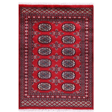 Hand Knotted Silky Bokhara Rug 2' 7" X 3' 8" - Q21810