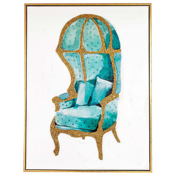 Sparkles Home Gold Chair Rhinestone Wall Art - 18x24"