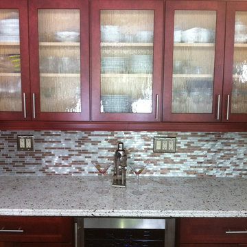 Eden Mosaic Tile Installations: Silver And Chocolate Brick Mixed Aluminum Tile