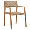 Deeta Indoor-Outdoor Teak Synthetic Rattan Arm Chair, Set of 2, Brown Rattan