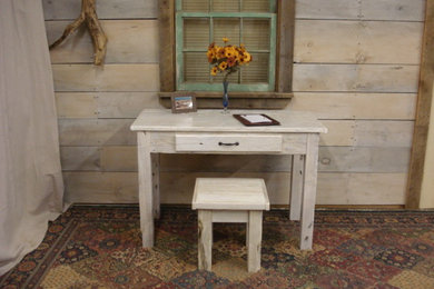 WHITEWASHED DRIFTWOOD DESK 44"X 21"X30"H with STOOL 15"X16"X17"H