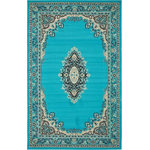 Unique Loom - Unique Loom Turquoise Washington Reza 5' 0 x 8' 0 Area Rug - The gorgeous colors and classic medallion motifs of the Reza Collection will make a rug from this collection the centerpiece of any home. The vintage look of this rug recalls ancient Persian designs and the distinction of those storied styles. Give your home a distinguished look with this Reza Collection rug.