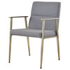 Modrest Sabri Contemporary Grey and Antique Brass Arm Dining Chair