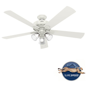 Hunter 60" Crestfield Fresh White Ceiling Fan With LED Light and Pull Chain