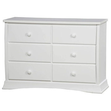 Double Dresser, 6 Spacious Drawers, Great for Extra Storage Space, Bianca White