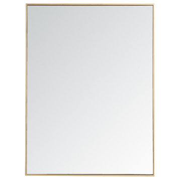 Elegant Decor Eternity 48" x 36" Contemporary Metal Frame Mirror in Brass