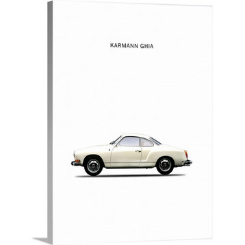 "VW Karmann Ghia 1970 White" Wrapped Canvas Art Print, 12"x16"x1.5"