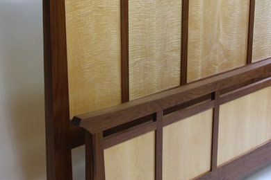 Custom Designed Walnut and Curly Maple Bed