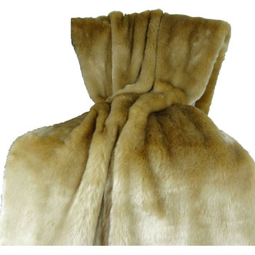 Plutus Tissavel Taupe Faux Fur Handmade Bedspread, 114"x120"