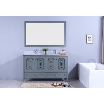 Legion Furniture Legion Furniture Double Vanity With Mirror Set, Dark Gray, 60"