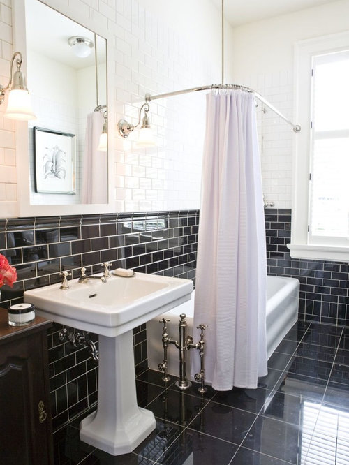 Black Tile Bathroom  Houzz