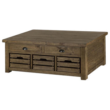 Magnussen Stratton Rustic Lift Top Storage Coffee Table with Casters