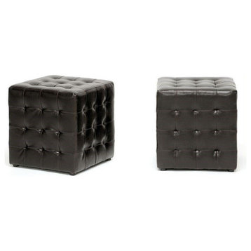 Siskal Cube Ottoman in Dark Brown (Set of 2)