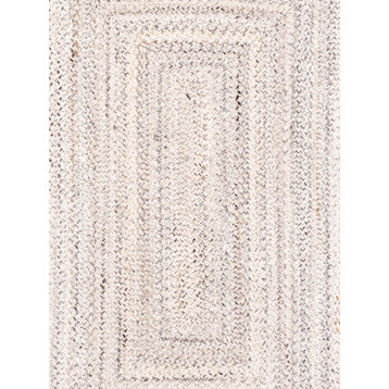 Pasargad Home Ponta Collection Handmade Indoor/Outdoor Area Rug, Ivory, 5'0"x5'0"