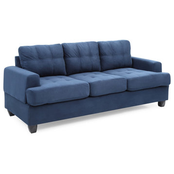 Carmel Suede Sofa, Navy Blue Suede